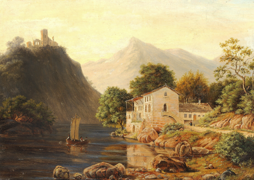 View of Lake Lucerne., 1850, August Wilhelm Boesen