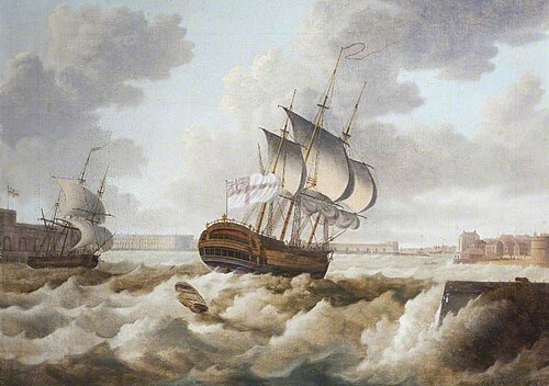 Two Ships in a Harbour, , John William Edy