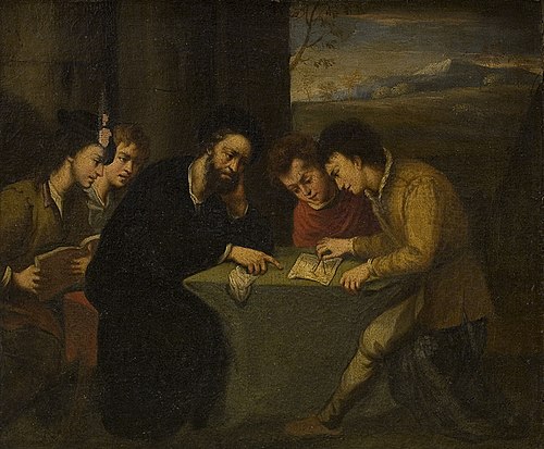 School Teaching, a Teacher with Four Pupils, 1690, Pasquale Rossi
