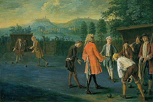 Figures on a Bowling Green, 1715, Peter Angelis