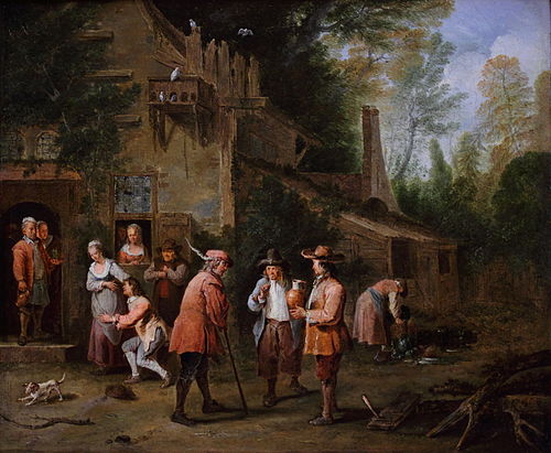 Scène dans une cour d'auberge, 1724, Peter Angelis