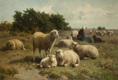 Dutch Landscape with Shepherdess, , Corneille Van Leemputten