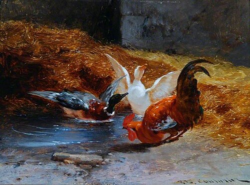A Cockerel with Two Ducks, , Philibert Léon Couturier