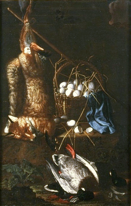 Still life with a dead fox and ducks., 1690, Philipp Ferdinand de Hamilton