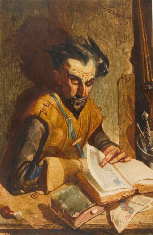 Don Quichotte lisant les romans de chevalerie, 1845, Philippe-Auguste Jeanron