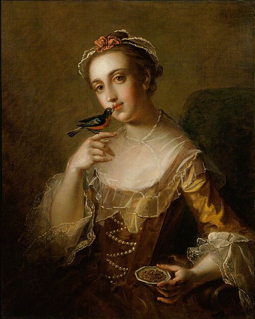 Young Woman with a Bird, , Philippe Mercier