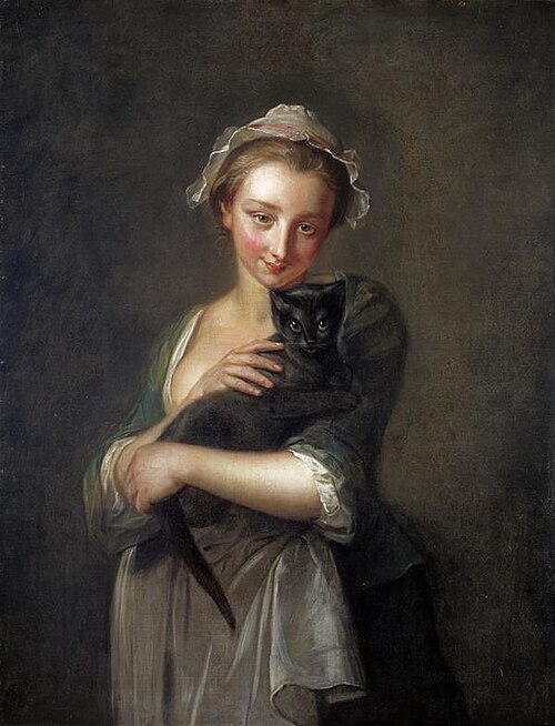 A Girl Holding a Cat, 1750, Philippe Mercier