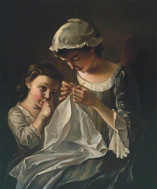 A Girl Sewing, 1750, Philippe Mercier