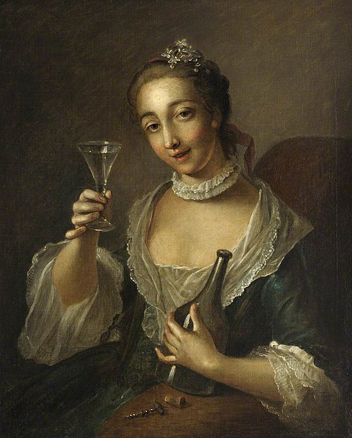 A Girl with a Bottle and a Glass, 1760, Philippe Mercier