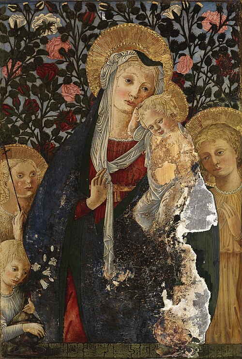 Virgin and Child with the Infant Saint John, Saint Elizabeth and a Child with a Vase of Lilies, , Pier Francesco Fiorentino