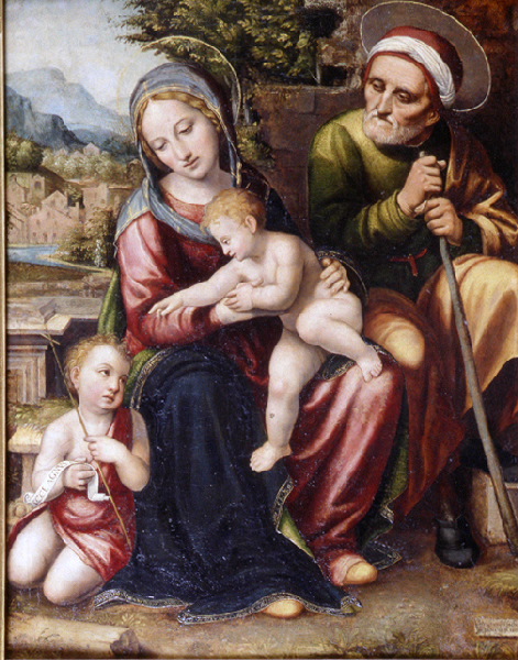 Holy Family with Saint John Baptist, 1518, Pier Francesco Sacchi