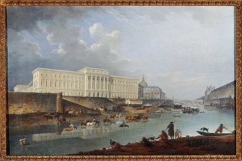 L'Hôtel de la Monnaie, le quai de Conti et la Seine, vus de la pointe de la Cité, 1777, Pierre-Antoine Demachy