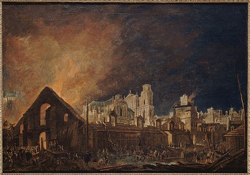 La Foire Saint-Germain pendant l'incendie (nuit du 16 au 17 mars 1762), 1762, Pierre-Antoine Demachy