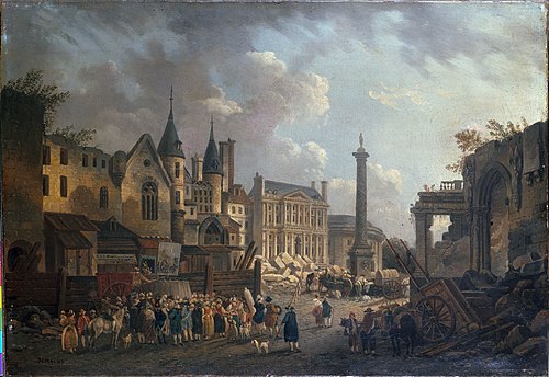 Spectacle forain dans un carrefour imaginaire de Paris, 1770, Pierre-Antoine Demachy