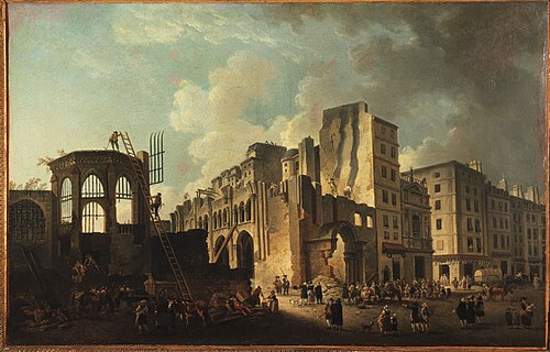 La démolition de l'église des Saints-Innocents, rue Saint-Denis, 1787, Pierre-Antoine Demachy