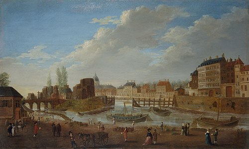 L'île Louviers et la Pointe de l'île Saint-Louis, vues du port Saint-Paul (port des Celestins), 1780, Pierre-Antoine Demachy