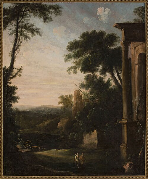 Landscape with architecture and staffage, 1703, Pierre-Antoine Patel