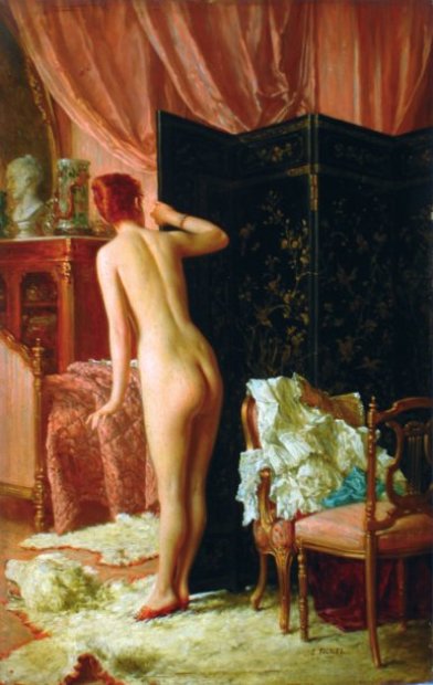 Nu au paravent., 1895, Eugène Fichel