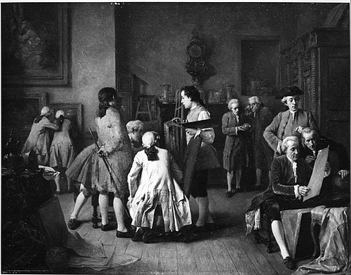 Het bezoek bij een schilder, 1859, Eugène Fichel