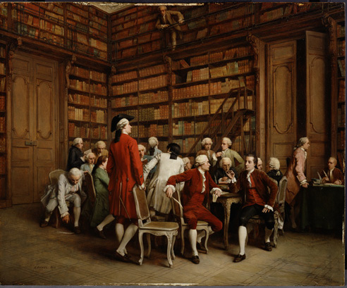 De encyclopaedisten in de bibliotheek van de koning, 1860, Eugène Fichel