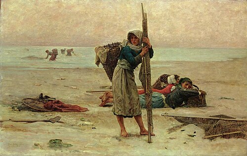 Oyster catching, 1884, Pierre Billet