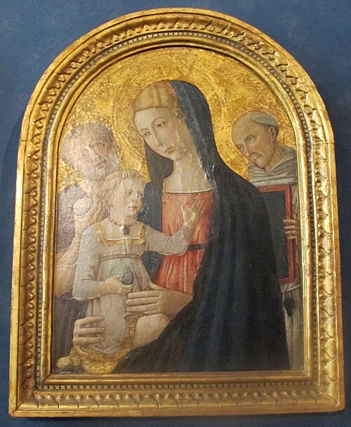 Madonna con Bambino tra San Girolamo e San Bernardino da Siena, , Bernardino Fungai