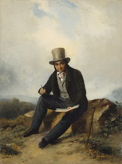 André Jolivard assis dans un paysage, 1830, Pierre Duval Le Camus