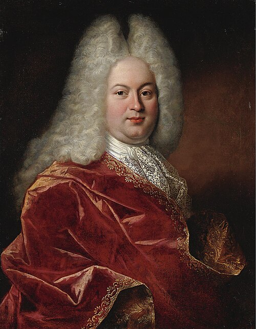 Portrait d'un gentilhomme en robe rouge, 1713, Pierre Ernou