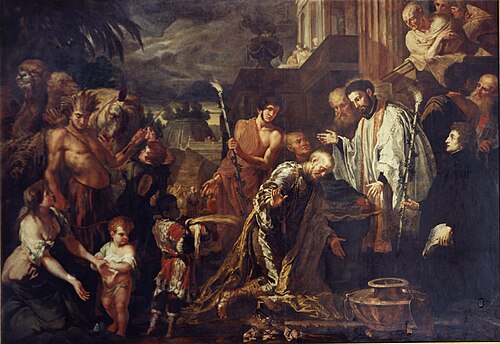 Saint Francis Xavier baptizes a pagan king, 1685, Peter Ykens
