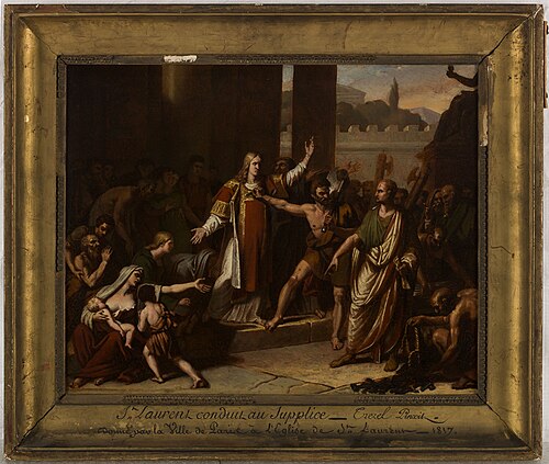 Esquisse pour l'église Saint-Laurent : Saint Laurent conduit au martyre, 1817, Pierre Félix Trezel