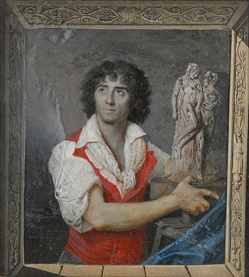 Portrait du sculpteur Joseph Chinard tenant Persée et Andromède, 1786, Pierre Rouvier