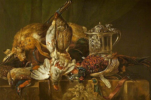Still Life with Dead Game and a Silver Tankard, 1732, Pieter Casteels III