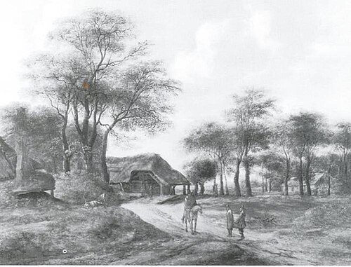 Landscape with Cottages and a Rider, 1648, Pieter van Asch