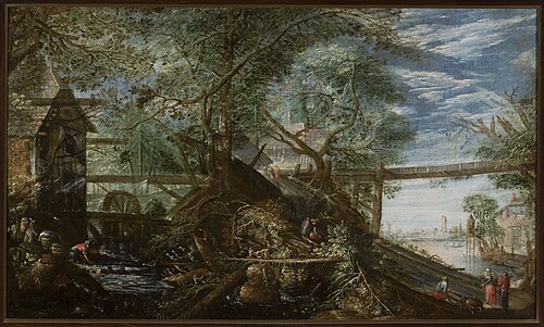 Landscape with a mill and a river., 1590, Pieter Stevens