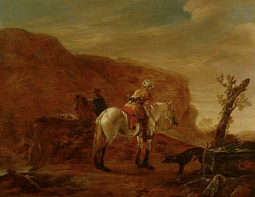 Two Horsemen by a Stream, 1635, Pieter Verbeeck
