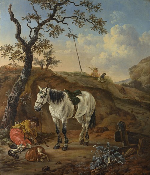 A White Horse standing by a Sleeping Man, 1652, Pieter Verbeeck