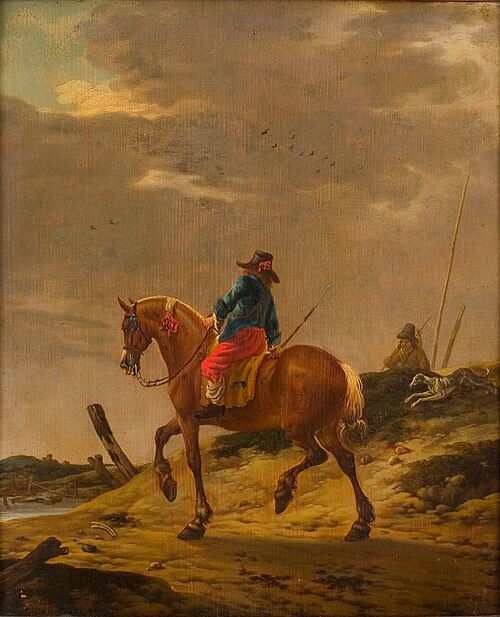Man te paard op zandweg, 1634, Pieter Verbeeck