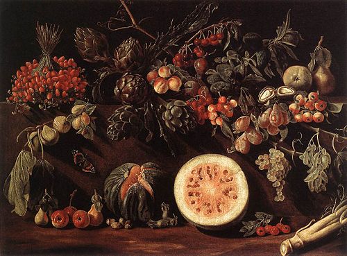 Fruits, Vegetables and a Butterfly, 1620, Pietro Paolo Bonzi