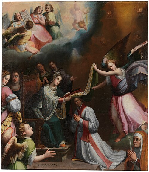 Imposición de la casulla a san Ildefonso, 1603, Santiago Morán