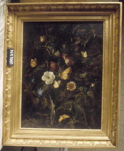 Forest floor still life with flowers and butterflies, 1659, Otto Marseus van Schrieck