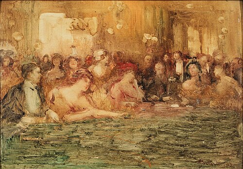 At the green table, 1912, Pompeo Mariani