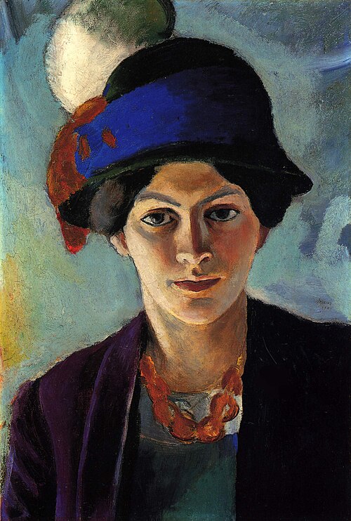Portrait de la femme de l'artiste, avec chapeau, 1909, August Macke