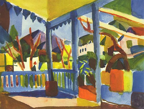 Terrasse de la maison de campagne à Saint-Germain, 1914, August Macke