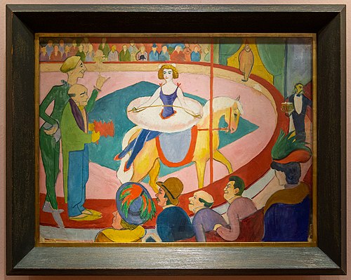 Cirkusbild I: Kunstreiterin mit Clowns, 1911, August Macke