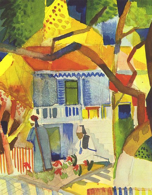Innenhof des Landhauses in St. Germain, 1914, August Macke