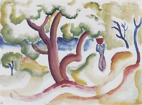 Frau mit Krug unter Bäumen, 1912, August Macke