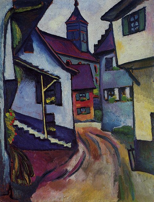 Rue avec église à Kandern, 1911, August Macke