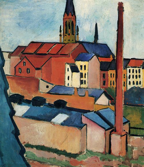 St. Mary's with Houses and Chimney (Bonn), 1911, August Macke