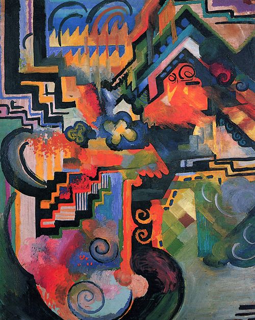 Colored composition (Hommage to Johann Sebastian Bach), 1912, August Macke