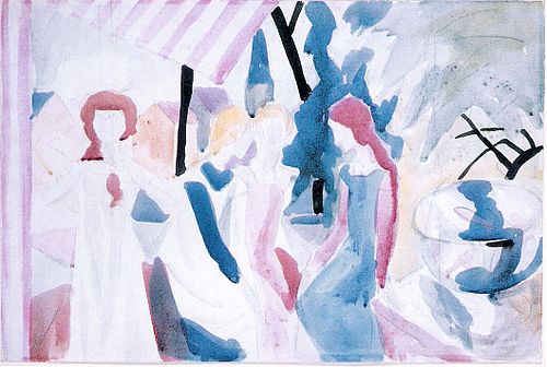Vier Mädchen auf einer Altane, 1913, August Macke